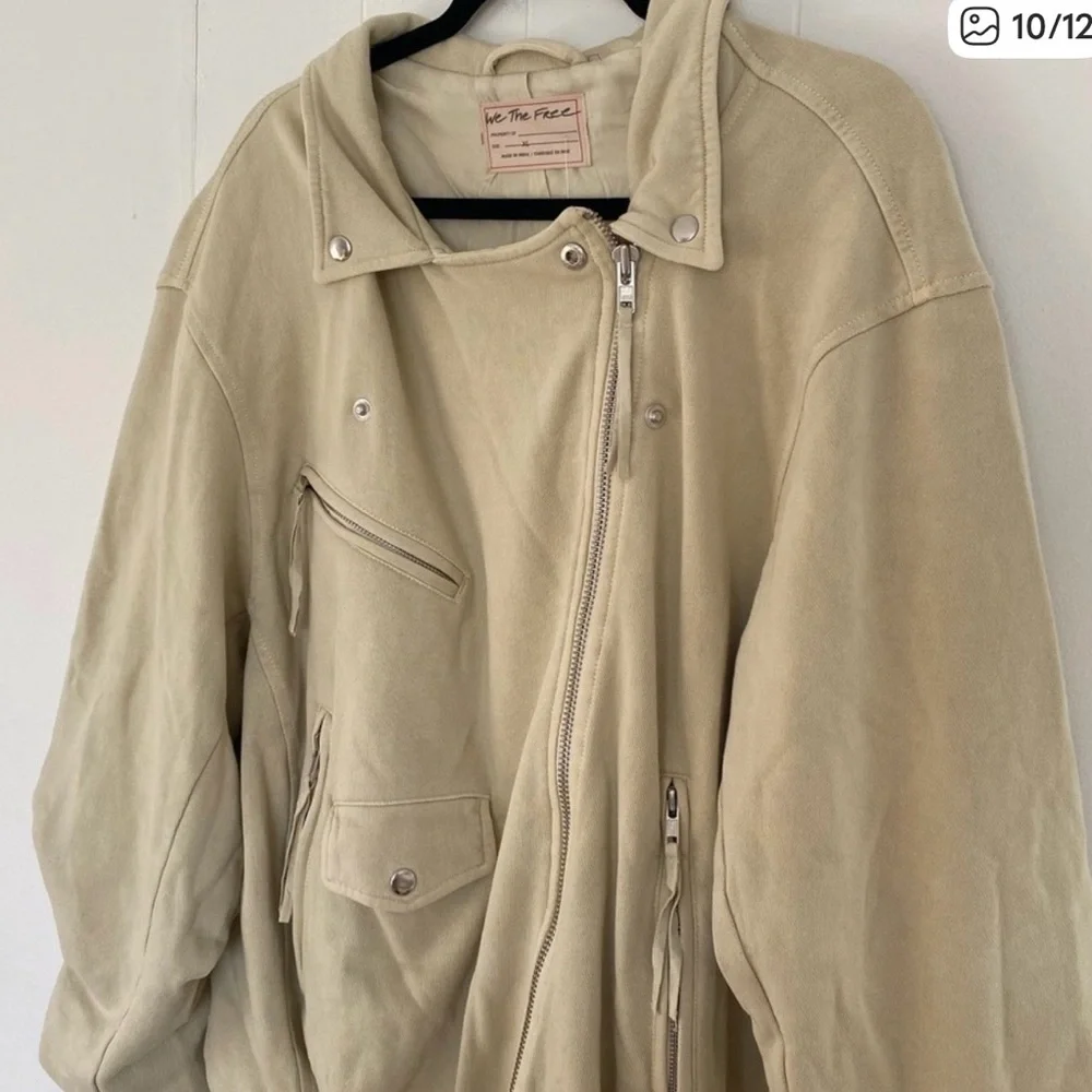 FREE PEOPLE *NWT*  Rebel Knit Soft Moto Jacket in Vanilla Crème Women’s Size XL - Picture 6 of 6